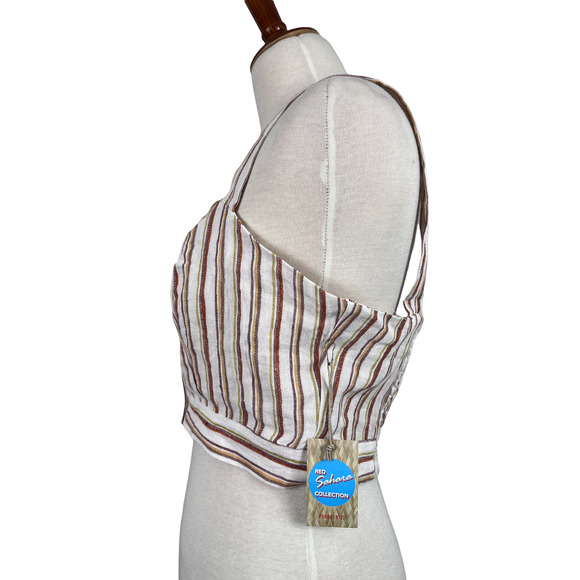 Forever 21 Red Sahara Collection Cropped Striped Linen Tank size Large - Picture 4 of 7